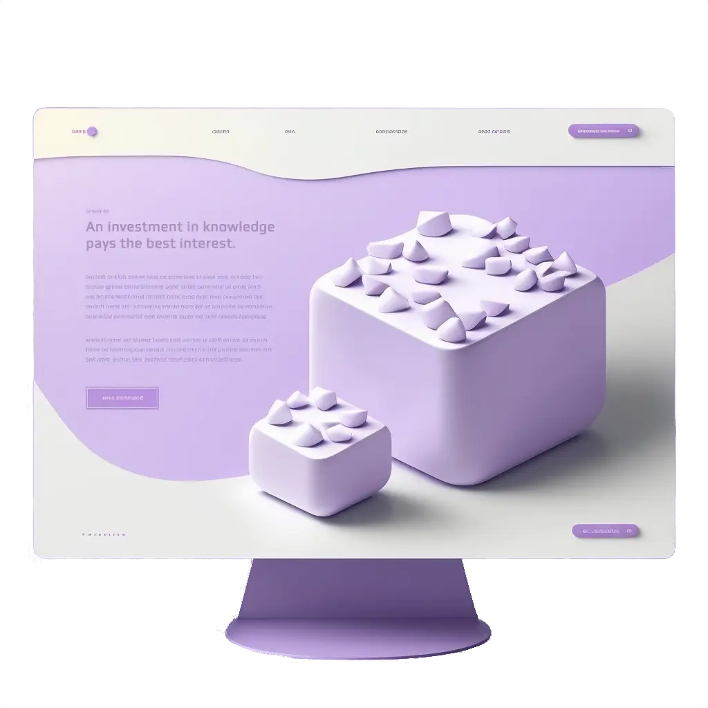 UX/UI design, 3D light purple square shapes on light purple background